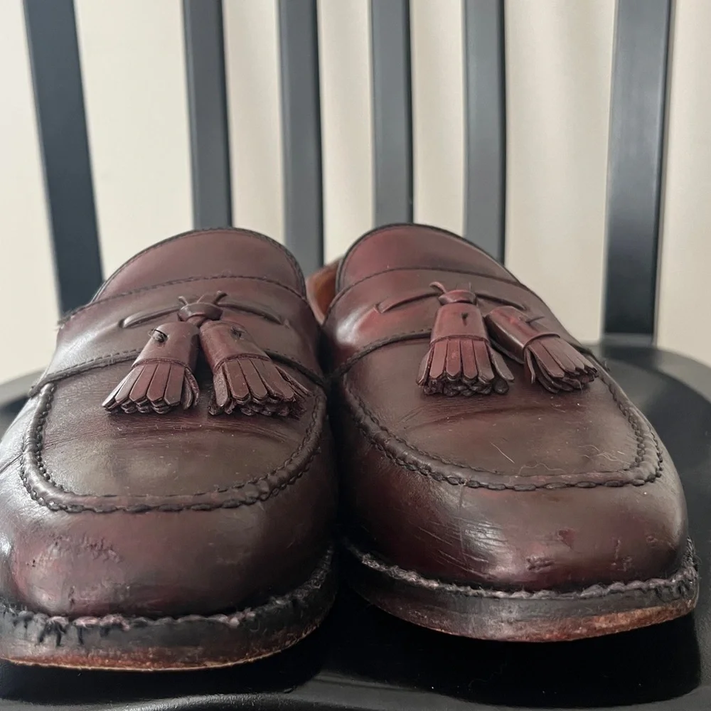 Johnston & Murphy Cherry Brown Leather Tassel Loafers Sz 8